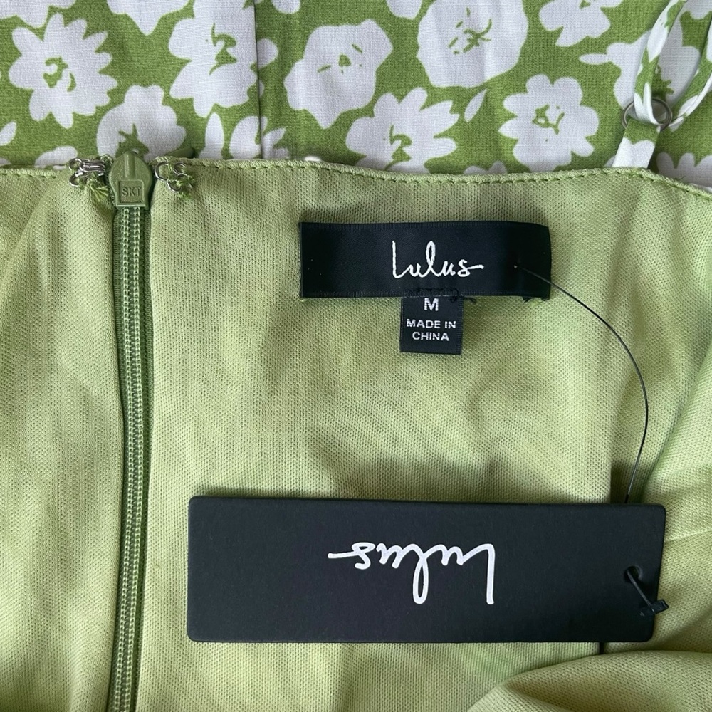 Lulus X Lush Timeless Touch Midi Dress Medium Green Floral Bloomcore A-Line NWT - Picture 10 of 16
